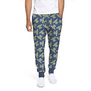Star Wars Baby Yoda Mandalorian Men's Sleep Pajama Jogger Pant Size M 32/34 BLUE